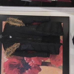 REVAMPED GORGEOUSLY CHIC BLACK OVERSIZED FAUX FUR MINK HOOD WINTER COAT XS